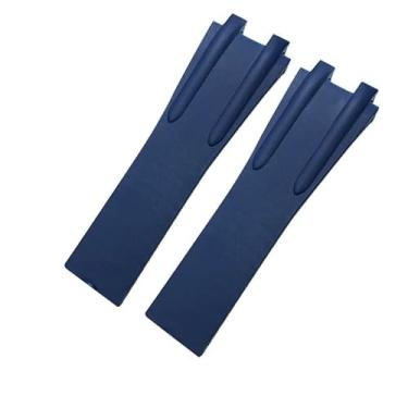 Imagem de RORFFK Pulseira de relógio de borracha de silicone de 26 mm para Atenas Ulysse Nardin, azul, preta, esportiva, à prova d'água, acessórios de relógio com fivela dobrável (azul sem fivela)