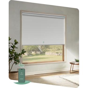 Imagem de Yoolax Persianas motorizadas com controle remoto, persianas blackout remotas para janelas internas, persianas elétricas sem fio para quarto, sala de estar, escritório (branco alpino, 81 cm L x 182 cm