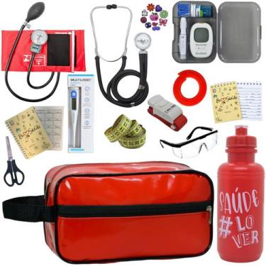 Imagem de Kit de Enfermagem Aparelho de Pressao Estetoscopio Necessaire Medidor 