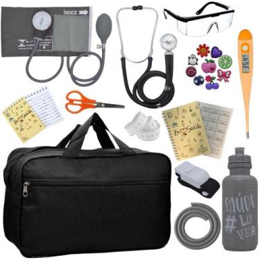 Imagem de Kit Bolsa Aparelho de Pressão Esfigmomanômetro Esteto Incoterm, GRAFIT