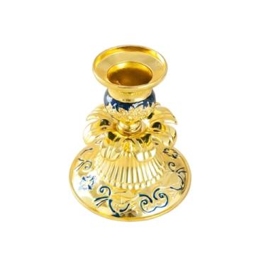 Imagem de RZRHMUHN Castiçais ortodoxos castiçais cônicos, suporte de castiçal de ouro de liga de zinco, peça central decorativa moderna vintage para mesa de cornija de casamento, presente de inauguração de casa