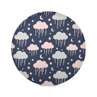 Imagem de Wassud Jogo americano com nuvens de lua, tapetes redondos para cozinha e jantar, tapetes laváveis e resistentes ao calor, decoração de mesa 39 cm
