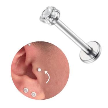 Imagem de Piercing tragus labret aço cirurgico não escurece ponto luz - Morganit