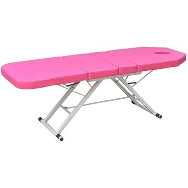 Imagem de Mesa De Massagem Mesa De Massagem Dobrável Cama De Salão De Beleza Spa 3 Zonas Mesa Cosmética Dobrável Em Pvc, Comprimento 182 Cm/71, Pink, 91 * 60 * 26cm