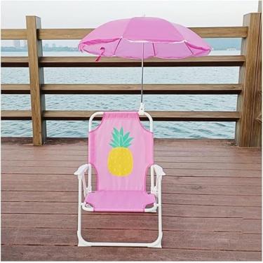 Imagem de Cadeira De Acampamento Para Crianças Cadeira Portátil Cadeira De Praia Para Crianças Com Guarda-chuva De Proteção Solar, Cadeira De Acampamento Ao Ar Livre Para Acampamen, Light Pink