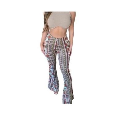 Imagem de Calças Flare Impressas De Alta Elasticidade Para Mulheres, Estilo De R