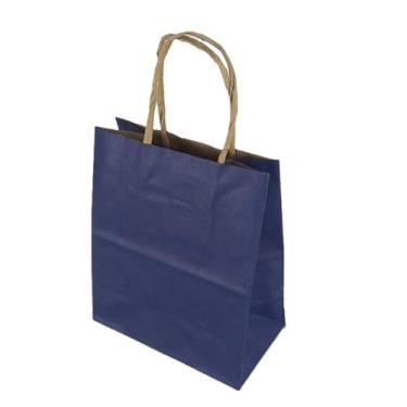 Imagem de Sacola LC Liso Papel Kraft Natural Alça Natural 13,5x8x16 c/10un (Azul Bic)