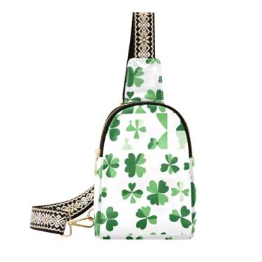 Imagem de CEBUGI Bolsa tiracolo feminina St.patricks Day Clover pequena bolsa tiracolo de couro para trilhas, viagens ao ar livre