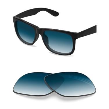 Imagem de BLAZERBUCK Lentes de reposição polarizadas anti-sal para óculos de sol Ray-Ban Justin RB4165 54 mm, Gradiente azul - polarizado, 0