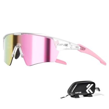 Imagem de KAPVOE Óculos de Ciclismo Masculino Feminino Óculos de Sol Esportivos Proteção UV Mountain Bike MTB Óculos de Equitação TR90 Armação Baseball Shades Corrida Triatlo Ciclo Golfe Rosa