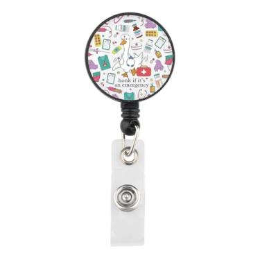 Imagem de TGBJE Carretel de crachá de enfermeira Honk Goose Porta-identidade retrátil para enfermeira médica de emergência presente para trabalhador de saúde (carretel de emergência)