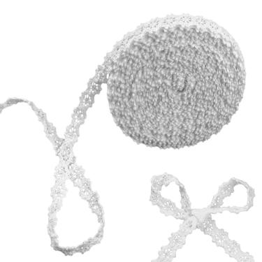 Imagem de Fita de renda vintage de 10 metros, acabamento de renda de crochê branco de 1 cm para costura, renda de fita de algodão para artesanato, embrulho de embalagem de presente, decoração de casamento