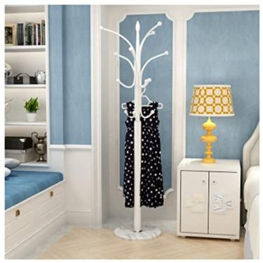 Imagem de SLGGPJBU Cabideiro de chão com economia de espaço, suporte para cabide de metal, árvore, com base de mármore redonda para roupas, chapéus, lenços, entrada, suporte de roupas