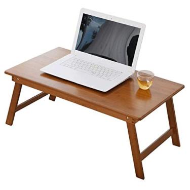 Imagem de Mesa dobrável, mesa dobrável de madeira para laptop e bandeja de cama, mesa de computador, mesa dobrável