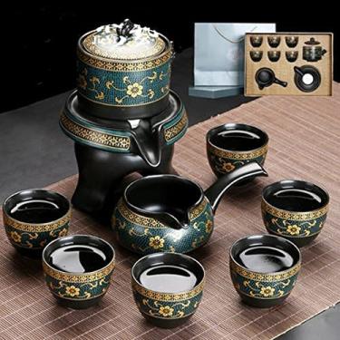 Imagem de Conjunto de chá chinês, conjunto de chá semiautomático de moagem de pedra cerâmica bandeja de xícara de chá serviço de porcelana xícaras de chá de gaiwan caneca de bule de chá de cerimônia de chá