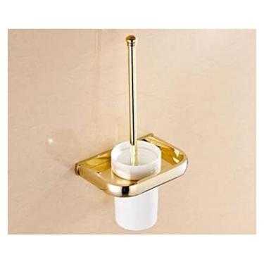 Imagem de 3FLQOOPP Conjunto de ferragens de banheiro, suporte de papel, barra de toalha, cesta de sabonete, toalheiro, prateleira de vidro, organizador de prateleira de banheiro (cor: suporte de escova de vaso