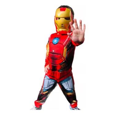 Imagem de Fantasia Infantil do Homem de Ferro Longa Com Enchimento e Máscara - R