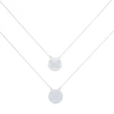 Imagem de Colar Feminino Escapulário Borboleta Em Prata 925