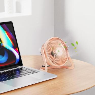 Imagem de Ventilador de mesa USB, ventilador de mesa pequeno portátil com inclinação ajustável, circulador de ar pessoal para viagens de escritório em casa, presente de mini ventilador fofo (rosa)