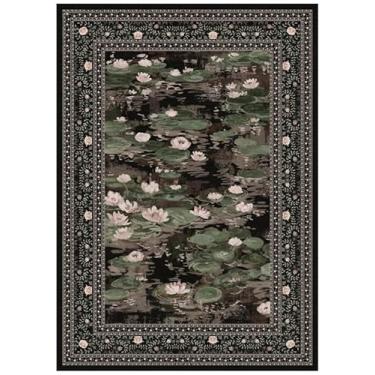 Imagem de PureCozy Tapete preto, 20 x 25 cm, lavável, vintage, floral, para sala de estar, macio, antiderrapante, para ambientes internos e grandes, retrô, envelhecido, para escritório, berçário, quarto, sala