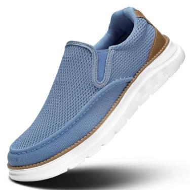 Imagem de Mocassim masculino de caminhada, casual, antiderrapante, confortável, leve, para dirigir, Z-misty Blue, 44