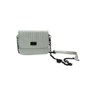 Imagem de Bolsa feminina mão transversal com corrente - GLORIA W & Y, Branco, P