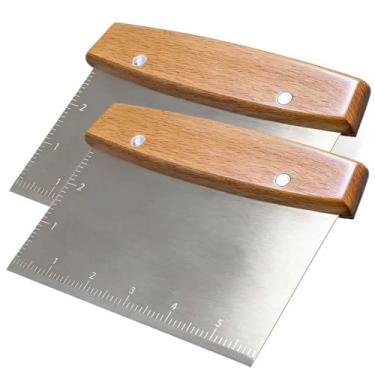 Imagem de Vriysei Cortador de massa profissional e raspador de bancada - Ferramenta raspadora de massa definitiva com lâmina de aço inoxidável e cabo de madeira (2)