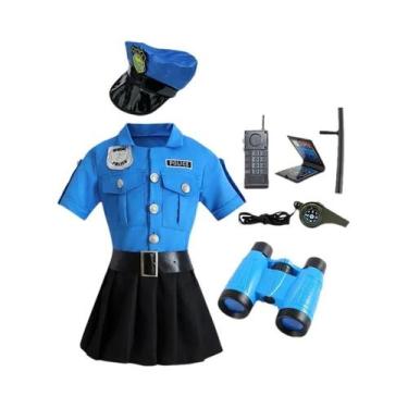 Imagem de Fantasia De Policial Azul Para Crianças De 3 a 12 Anos, Fantasia De Su