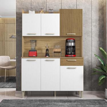 Imagem de Armário De Cozinha Compacta 6 Portas 1 Gaveta Berlin - Freijó/supremo/cp-ripado