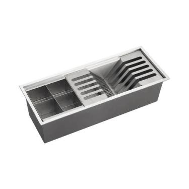 Imagem de Escorredor Embutido Para Cozinha Gourmet Aço Inox 304 Waiana 45x18 cm 