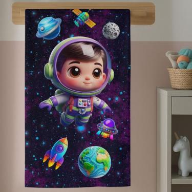 Imagem de Toalha De Banho Infantil Estampa Cute Astronauta Galáxia Confortável E