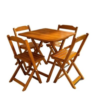 Imagem de Jogo De Mesa Dobrável 70x70 C/ 4 Cadeiras Madeira Maciça Bar(Mel)