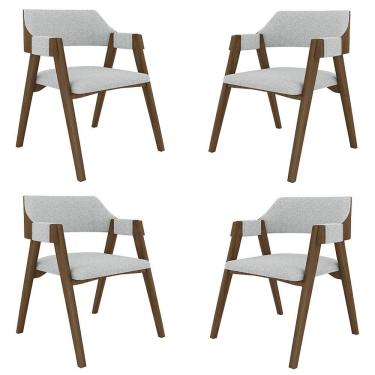 Imagem de Kit 4 Cadeiras Sala De Jantar E Jogos Carteados Madeira Maciça Poker Linho Cinza-nogueira G42 - Gran Belo