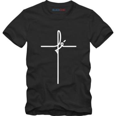 Imagem de Camiseta Fé Jesus Religiosa Gratidão Masculina Algodão Premium - BLACK