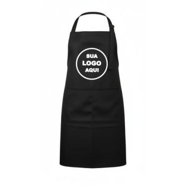 Imagem de Avental Oxford Cozinheira Padaria Cor Preto Personalizado - LUALKI STO