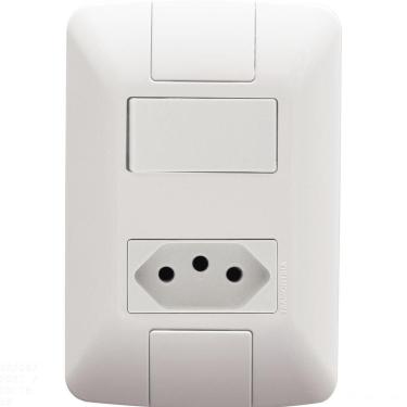 Imagem de Conjunto 4x2 Com 1 Interruptor Simples 6 A 250 V E 1 Tomada 2p+t 10 A 250 V Aria Branco