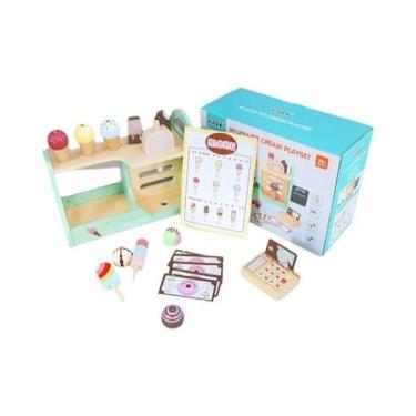 Imagem de Conjunto De Brinquedos De Madeira Para Crianças: Balcão De Sorvete Mon