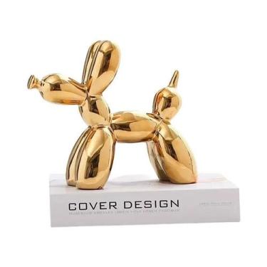 Imagem de Escultura De Cão Balão Em Cerâmica Mini 11cm, Decoração Abstrata Para 