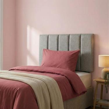 Imagem de Cabeceira Cama de Solteiro 5 Peças Decorativas Autocolante Cinza Estof