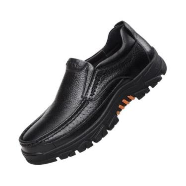 Imagem de Mocassins Masculinos Em Couro Legítimo Preto E Marrom, Sapatos Casuais