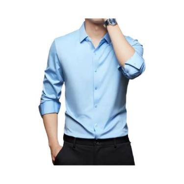 Imagem de Camisa De Trabalho Masculina Slim Fit De Manga Longa, Não Amassa, Core