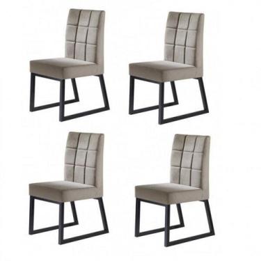 Imagem de Kit 4 Cadeiras Estofadas Pés Metálicos Genova Yescasa - OR Design