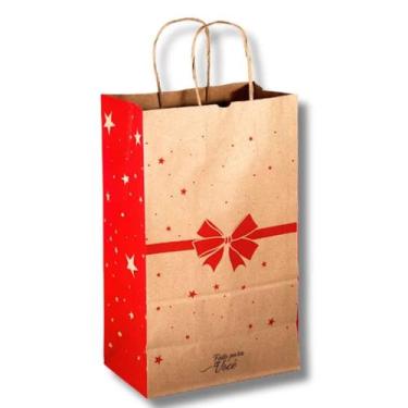 Imagem de 100 sacolas kraft papel presente laço pequena p lembrancinha - MLBpel