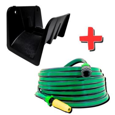 Imagem de Mangueira Colorida 15m Resistente + Suporte Parede Plástico Reforçado 