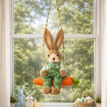 Imagem de Coelho Sentado Balanço Cenoura Decoração Enfeite Páscoa 60cm - Genéric
