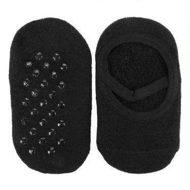 Imagem de Meia Sapatilha Antiderrapante Infantil 27 ao 30 - Cia Da Meia, Preto m