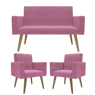 Imagem de Kit Sófa 2 Lugares E 2 Poltronas Para Sala De Estar Recepção - Móveis 