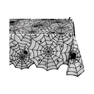 Imagem de Caminho De Mesa De Renda Teia De Aranha Preta Halloween 2024 Para Deco