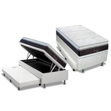Imagem de Conjunto Box Baú Solteiro: Colchão Molas Polar Ensacadas Polar Serenat