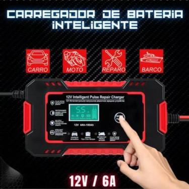 Imagem de Carregador de Bateria Automotivo Intelig Bivolt 12V 6A até 100Ah com D